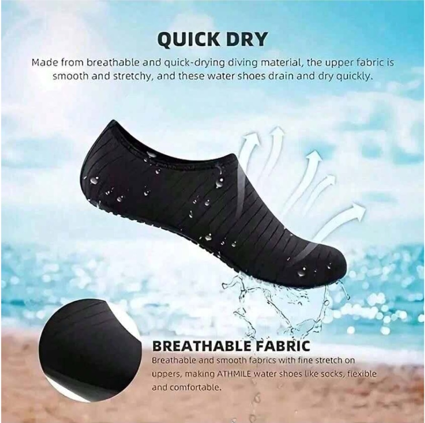 1 Pair Of Quick-Dry Beach Socks With Soft Sole For Snorkeling, Swimming, Boating, Hiking, Surfing - Breathable And Lightweight (Size May Run Small, Mind Order A Size Up)
