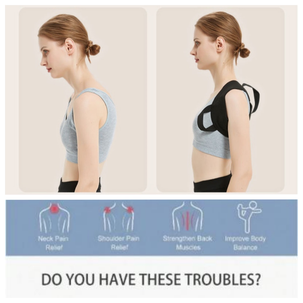 Back Posture Correction Adjustable Bra Neck Support Training Equipment, Clavicle Support Belt, Lumbar Support Belt, Back Splint Adjustable, Straightener, Body Remodeling, Shoulder And Back Support Correction Belt For Men And Women
