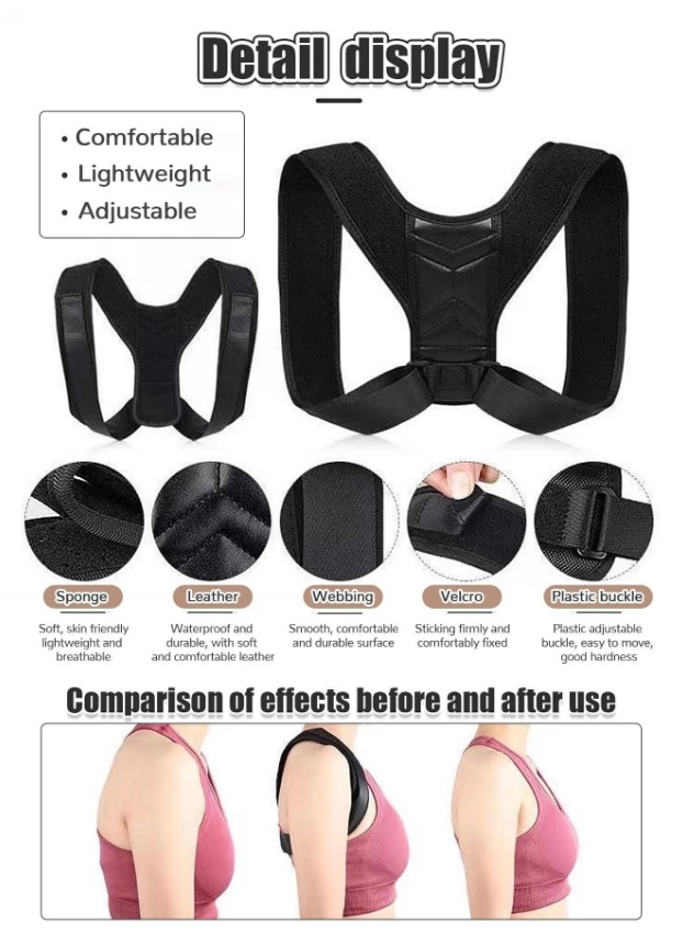 Back Posture Correction Adjustable Bra Neck Support Training Equipment, Clavicle Support Belt, Lumbar Support Belt, Back Splint Adjustable, Straightener, Body Remodeling, Shoulder And Back Support Correction Belt For Men And Women