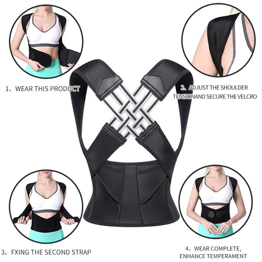 1pc Adjustable Unisex Posture Corrector Back Brace Support Belt