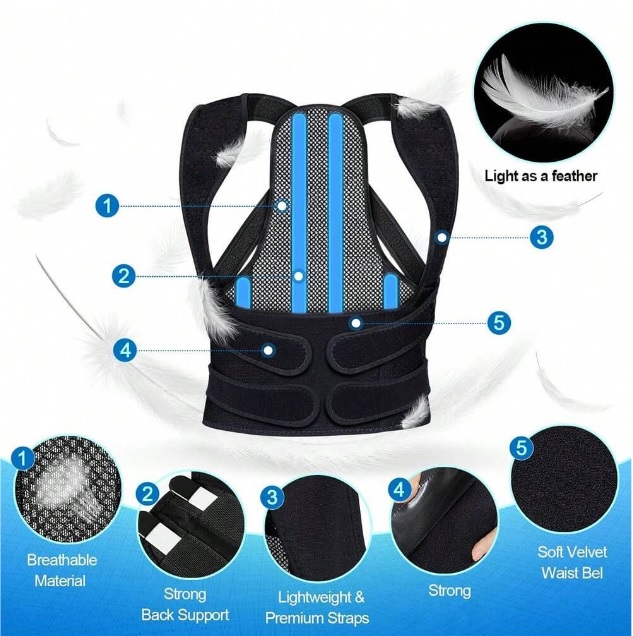 Back Brace Posture Corrector For Women And Men, Shoulder Straightener, Adjustable Full Back Support