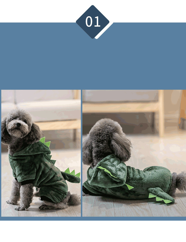 Autumn/Winter Clothes, Small Dog Floral Dinosaur Costume,Pet Jumpsuit, Winter Warm Flush Clothes Teddy Small Dog Puppy Bichon Pomeranian Kitten Autumn And Winter Clothes