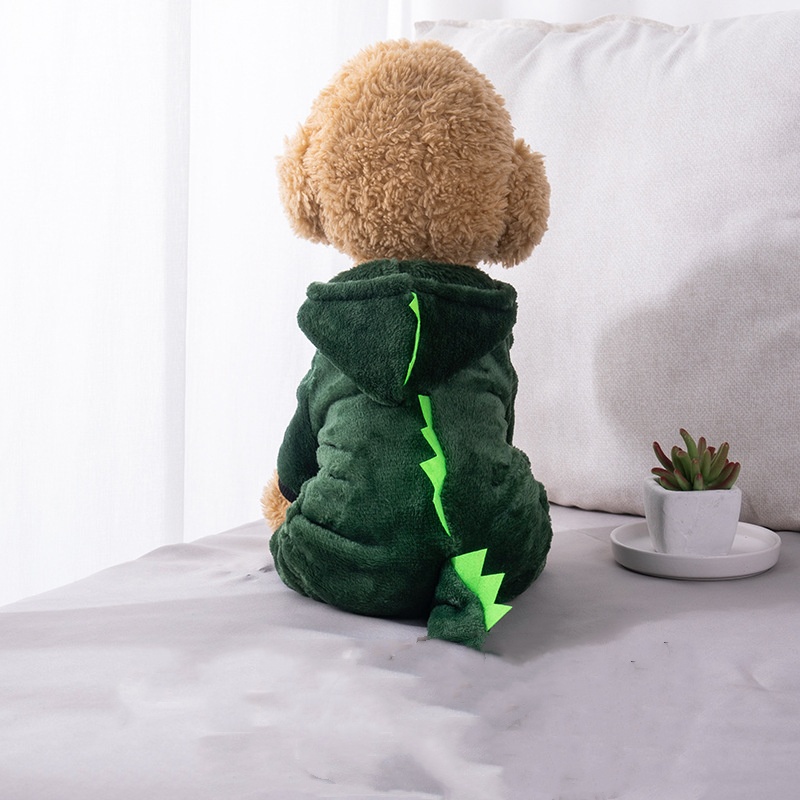 Autumn/Winter Clothes, Small Dog Floral Dinosaur Costume,Pet Jumpsuit, Winter Warm Flush Clothes Teddy Small Dog Puppy Bichon Pomeranian Kitten Autumn And Winter Clothes