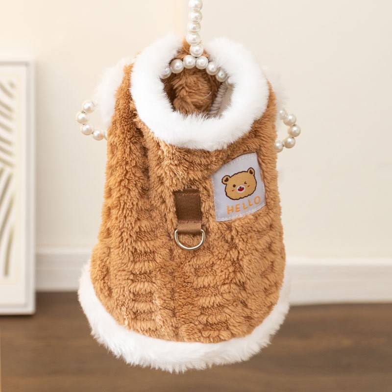 New autumn and winter Korean version of dog cute cartoon small and medium-sized dog bear hoodie cat Teddy pet dog clothes