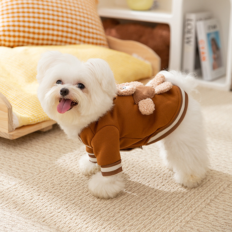 New autumn and winter Korean version of dog cute cartoon small and medium-sized dog bear hoodie cat Teddy pet dog clothes