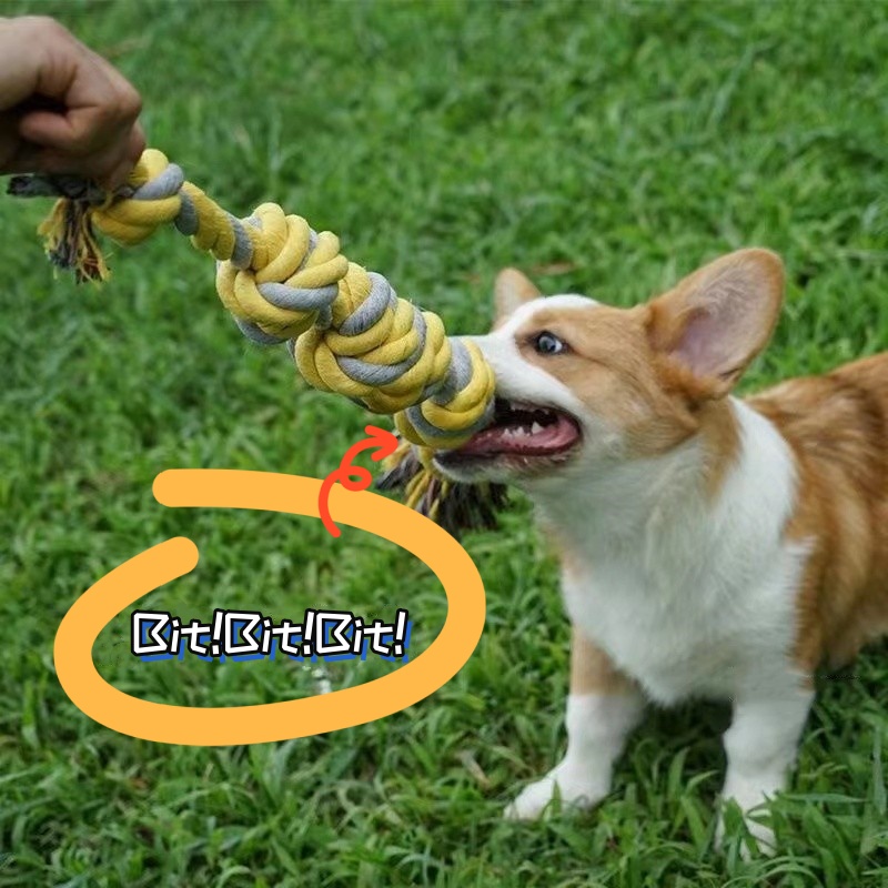 Cotton rope six knots medium and large dog pet cotton rope dog toy bite resistant large dog teething toy,Interactive Dog Pet Rope Chew Toy Set, Rope Knot Toy Combination - Includes Fun Training And Teeth Cleaning Benefits,1pc Rope Bite Toy For Dogs