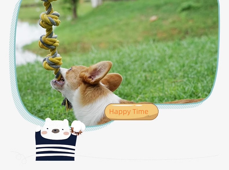 Cotton rope six knots medium and large dog pet cotton rope dog toy bite resistant large dog teething toy,Interactive Dog Pet Rope Chew Toy Set, Rope Knot Toy Combination - Includes Fun Training And Teeth Cleaning Benefits,1pc Rope Bite Toy For Dogs