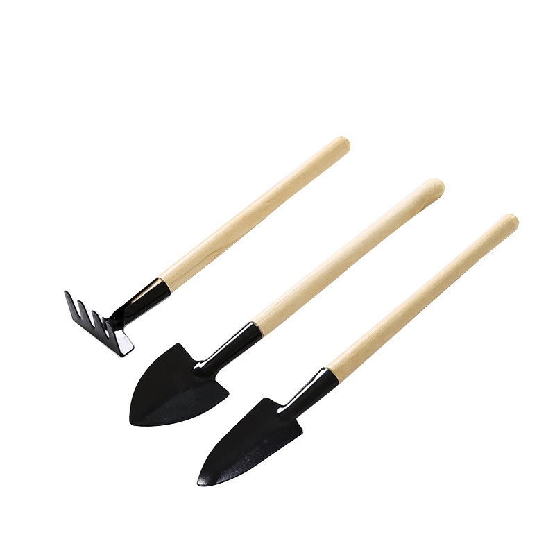 3pcs/set Mini Gardening Tools With Wood Handles, Children Garden Shovel Suitable For Potting/transplanting/loosening Soil/weeding/flower Planting
