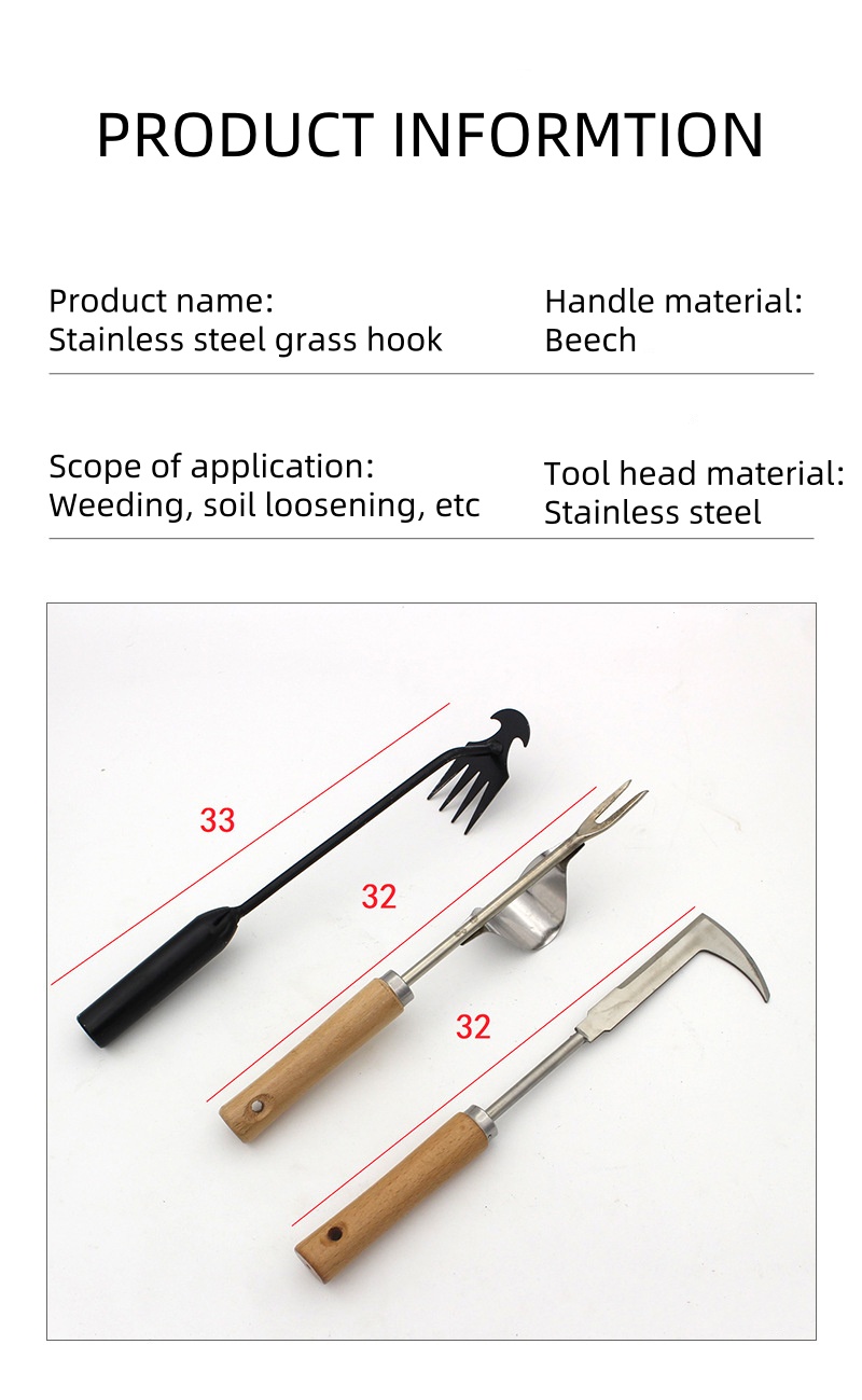 Wood Handle Manual Garden Weeding Rake Suitable For Weeding And Loosening Soil,Garden Weeding Tool - Weeding Puller, L-Shaped Manual Crack Weeder. Extractor Removal, Agricultural Bonsai Supplies Hand Tool