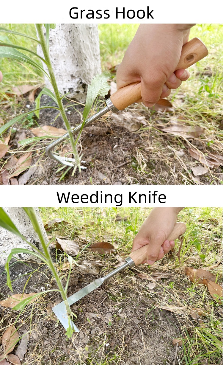 Wood Handle Manual Garden Weeding Rake Suitable For Weeding And Loosening Soil,Garden Weeding Tool - Weeding Puller, L-Shaped Manual Crack Weeder. Extractor Removal, Agricultural Bonsai Supplies Hand Tool