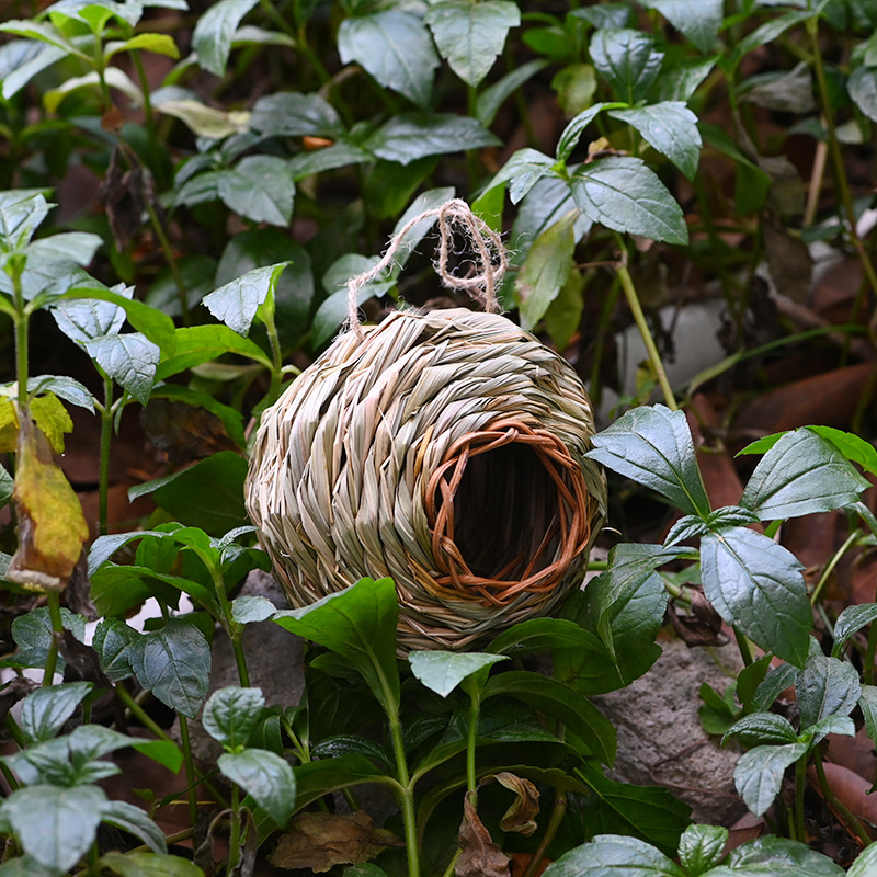 Straw bird's nest A hand-woven garden ornament for a generation bird's nest,Hand-woven bird nest hibiscus grass bird cage pet gardening