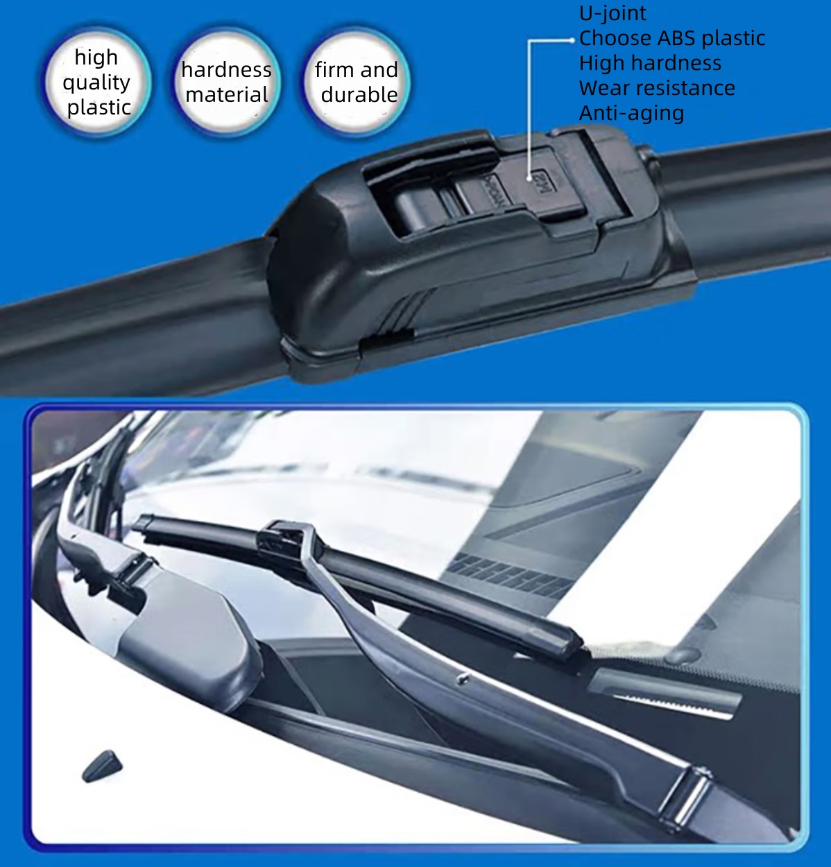 CARALL S850 Boneless Wiper Universal Lucas Wiper  14" 16" 18" 19" 20" 21" 22" 24" 26"28",Car Windshield Wiper Blades U-Type Universal Soft Rubber Frameless Bracketless Car Wipers