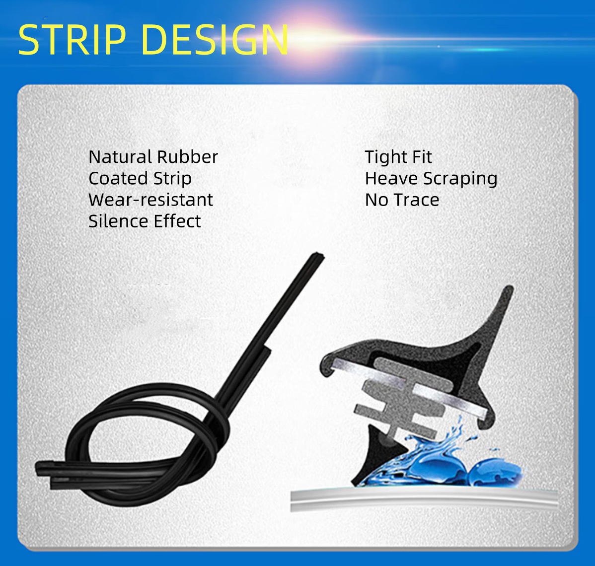 CARALL S850 Boneless Wiper Universal Lucas Wiper  14" 16" 18" 19" 20" 21" 22" 24" 26"28",Car Windshield Wiper Blades U-Type Universal Soft Rubber Frameless Bracketless Car Wipers