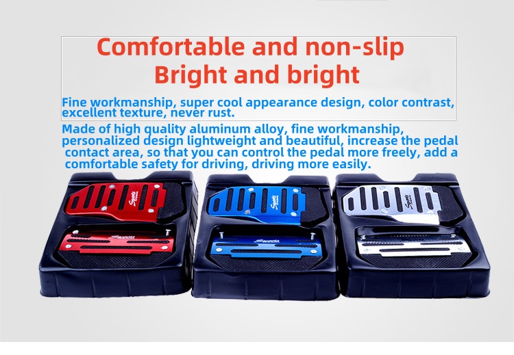 Car accelerator pedal non-slip brake clutch 3 pieces modified aluminum alloy pedal,Universal Car Brake And Accelerator Pedal Set