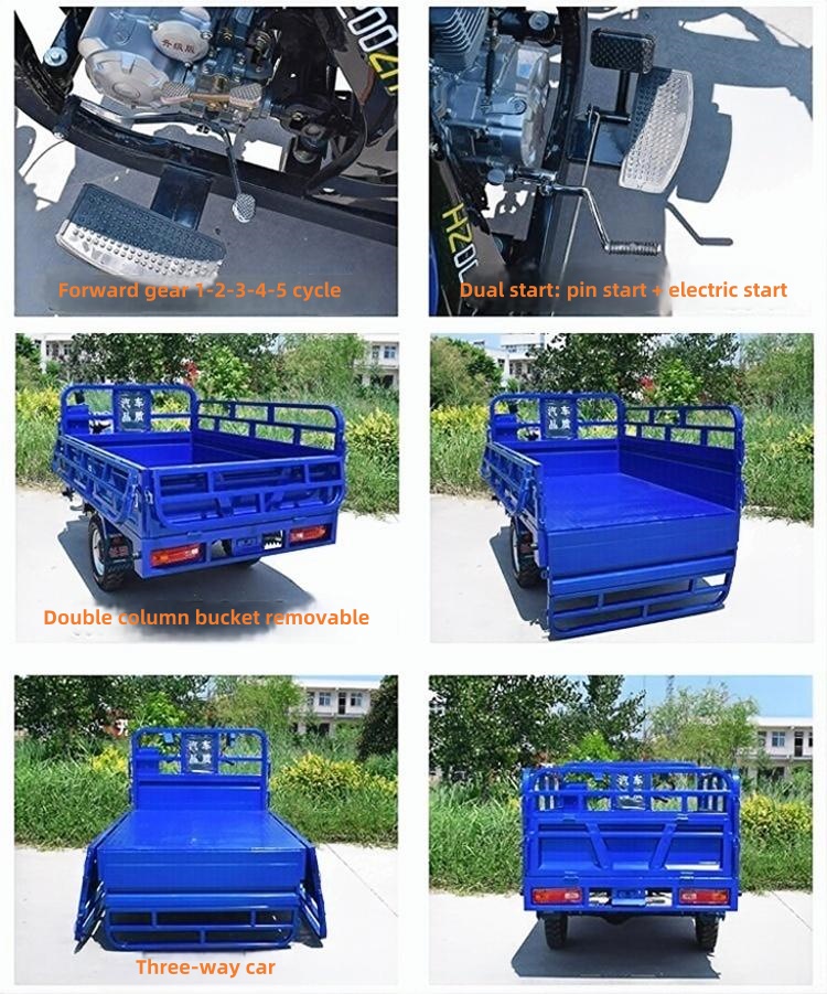 The new three-wheeled motorcycle fuel household agricultural cargo cargo area Shenshuileng export gasoline three-wheeled vehicle