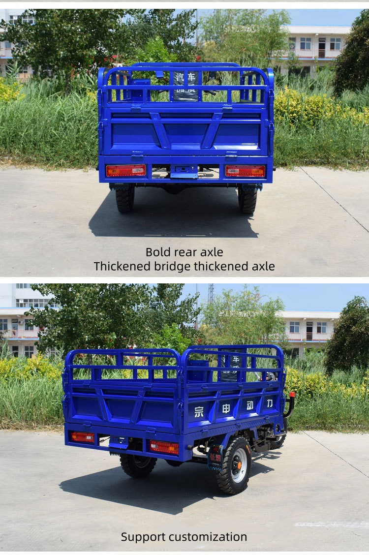 The new three-wheeled motorcycle fuel household agricultural cargo cargo area Shenshuileng export gasoline three-wheeled vehicle