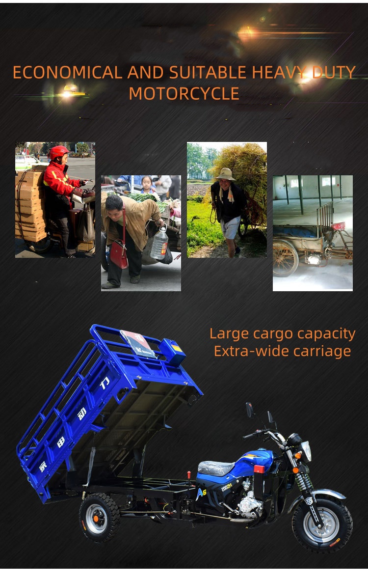 The new three-wheeled motorcycle fuel household agricultural cargo cargo area Shenshuileng export gasoline three-wheeled vehicle